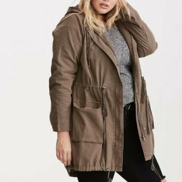 torrid Jackets & Blazers - Torrid Twill Anorak Utility Hooded Jacket H11162